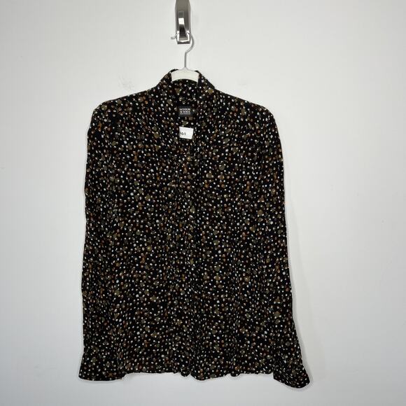 Scotch & Soda Shirt Womens Large Black Fall Print Acorn 100% Viscose Button Up - Picture 1 of 16